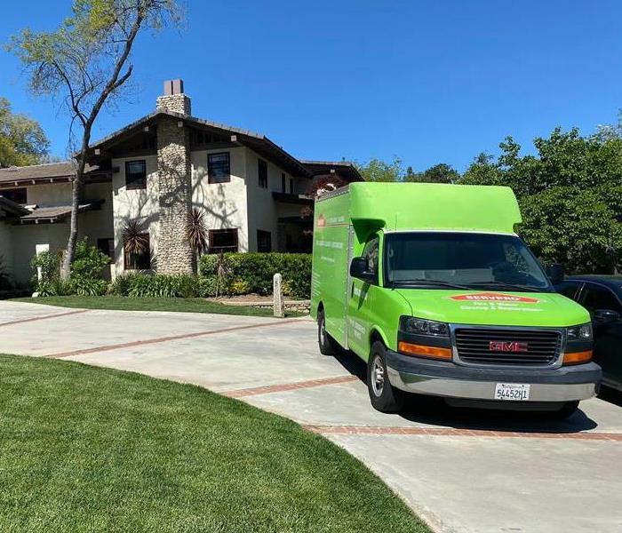 SERVPRO van outside loss site.