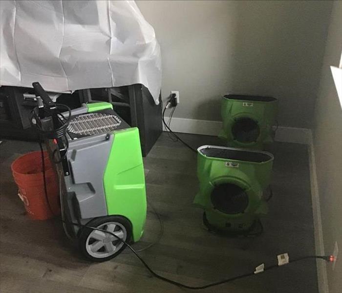 Green drying equipment set up on floor.
